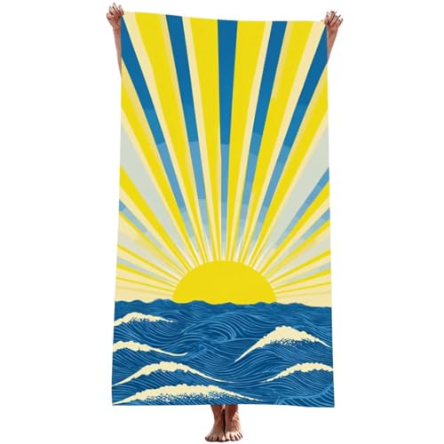 Mikrofaser Handtuch groß (Sonnenuntergang) Strandtuch Mikrofaser 100x200 cm mit Wasserdicht Tasche, Schnell Trocknendes, Weiches, Leichtes, Sandfreies Strandhandtuch für Strand Reise (Ozean) Z-942T von Generic