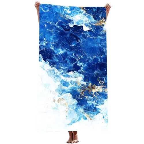 Mikrofaser handtuch groß (Ozean) strandtuch Mikrofaser 75 x 150 cm mit Wasserdicht Tasche, Schnell Trocknendes, Weiches, Leichtes, Pflegeleicht,Sandfreies Strandhandtuch für Strand Reise (Blau) Z-992T von Generic
