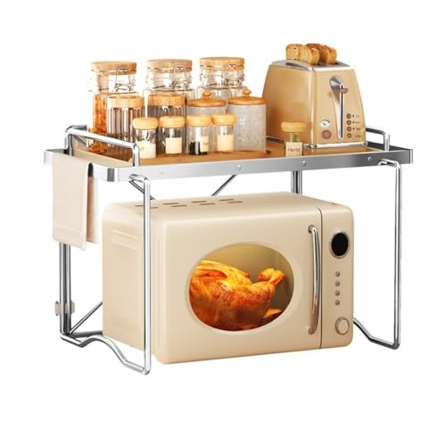 Mikrowellen-Küchenregal, 2-lagiges Metallregal mit Halterung für Luftfritteuse, robustes Niserblatt für Zuhause oder Büro, platzsparend, einfache Montage Mikrowellen-Küchenregal, 2-lagiges Metallregal mit Halterung für Luftfritteuse, robustes Niserblatt für Zuhause oder Büro, platzsparend, einfache Montage von Generic