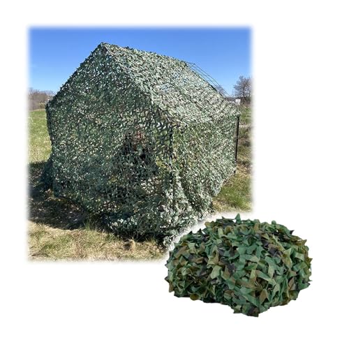 Militär Tarnnetz Jagd Waldlandschaft Camouflage Netz, Beige Schattiernetz 3x4 3x5 4x4 4x6 2x3 3x6 2x10m Sonnenschutzdach aus Mesh, for Garten Terrasse Balkon Sonnenschutz Netz(Green,9x12(m)) von Generic