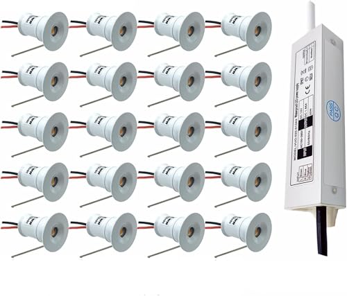 Mini Led Downlight 12v 1w Deckenstrahler 15mm Einbauleuchte Dimmbar Spot Mit 36w Trsformer, Warm White 3000k, 30 Degrees Mini Led Downlight 12v 1w Deckenstrahler 15mm Einbauleuchte Dimmbar Spot Mit 36w Trsformer, Warm White 3000k, 30 Degrees von Generic