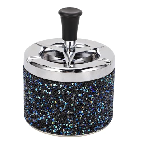 Mini -Mülleimer, Stilvoll Elegant Leicht zu Pflegen Desktop Müll Können Dekor Reinigung Bürste Edelstahl für Fahrzeuggebrauch (Schwarze Strasssteine) von Generic