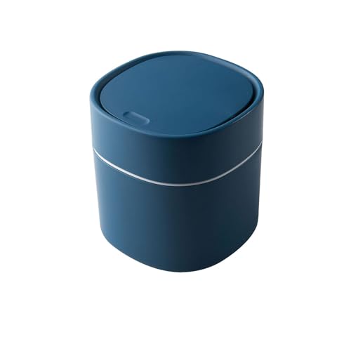 Mini-Mülleimer mit Deckel - kleiner Desktop-Mülleimer Tischmülleimer Kompakt Tischabfalleimer Plastik Abfallkorb Kosmetikeimer Papierkorb mit Deckel für Zuhause Büro Wohnzimmer (Y-Blau) von Generic