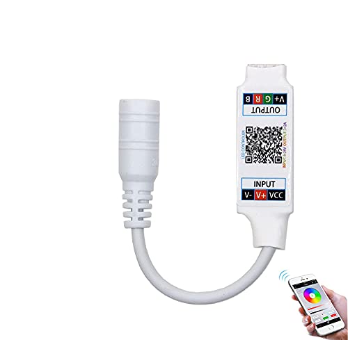 TOPXCDZ Mini RGB Bluetooth Controller DC 5V 12V 24V Musik BT Smart APP Controller Lichtleiste Steuerung für RGB LED Streifen 43mm indoor use (Mini DC Bluetooth Weiß) von TOPXCDZ