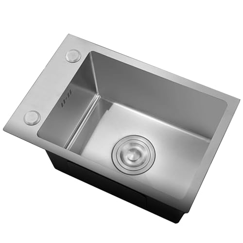 Mini-Spüle aus Edelstahl 304 für die Arbeitsplatte im Wohnmobil – Kleine Einzelspüle in Silber zum Geschirrspülen, platzsparende Spüle für Küchenbar-Waschbecken Mini-Spüle aus Edelstahl 304 für die Arbeitsplatte im Wohnmobil – Kleine Einzelspüle in Silber zum Geschirrspülen, platzsparende Spüle für Küchenbar-Waschbecken von Generic