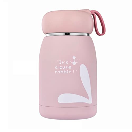 Mini-Wasserflasche, 320 ml, isoliert, Reise-Kaffeebecher mit Griff, Thermoskanne für heiße und kalte Getränke, niedliche Wasserflaschen für Frauen, vakuumversiegelte Fläschchen, rosa von Generic