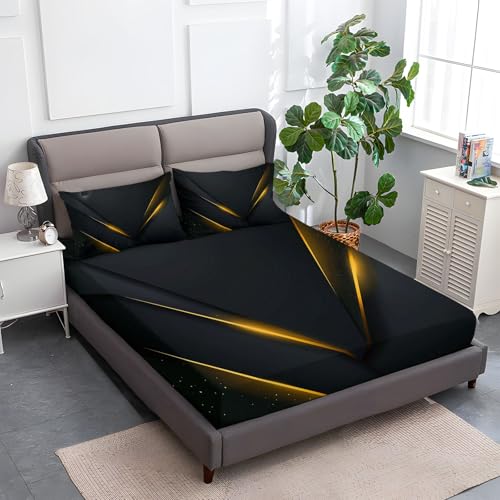 Minimalistische Linien Knitterfrei Spannbettlaken 140 x 200 cm, Mikrofaser Bettlaken 30cm Extra Tiefe Taschenlaken Spannbetttuch Weich und atmungsaktiv Maschinenwaschbar, Schwarz Minimalistische Linien Knitterfrei Spannbettlaken 140 x 200 cm, Mikrofaser Bettlaken 30cm Extra Tiefe Taschenlaken Spannbetttuch Weich und atmungsaktiv Maschinenwaschbar, Schwarz von Generic