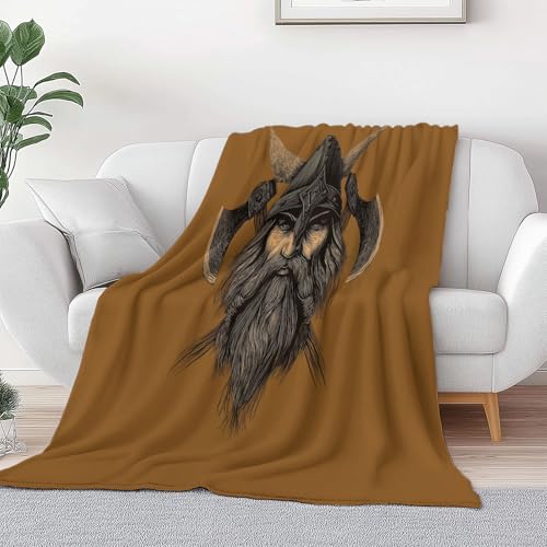 Minimalistischer Stil Kuscheldecke 180 x 200 cm Weiche Warme Decke, Wikinger-Krieger-Porträt Flanell Schlafsofa Bedruckte Decke Für Kind Erwachsene Schlafzimmer Camping Picknick von Generic