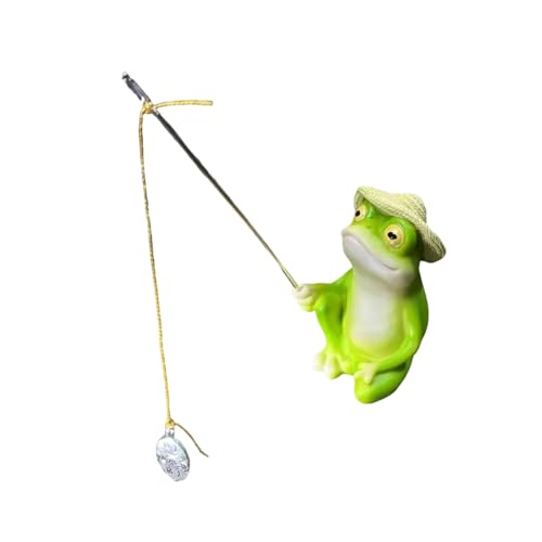 Miniteich Deko Frosch Figuren, Schwimmende Frosch Teichdeko Für Draußen Teich Garten,Gartenfiguren Statue Garten Deko, Ornament Für Gartenteich Balkon Terrasse Geschenke für Angler (Grün) von Generic