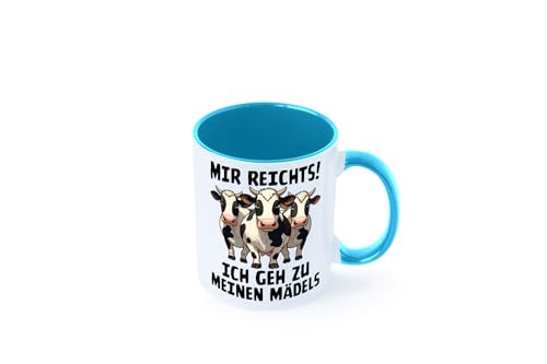 Mir reichts ich geh zu meinen Mädels | Landwirt | Kühe Farbige Tasse - Kaffeetasse/Geschenk/Familie - Tuerkis von Generic