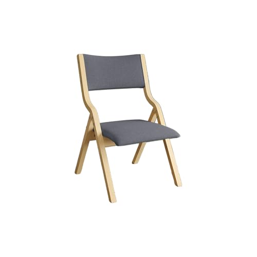 Mit Rückenlehne Leinen Stoff Sitzkissen Klappstuhl ， Holz Gepolstert Bürohocker ， Feste Holzfrühstücksnamenstühle Für Esszimmer Für Esszimmer(Color:Dunkelgrau) von Generic