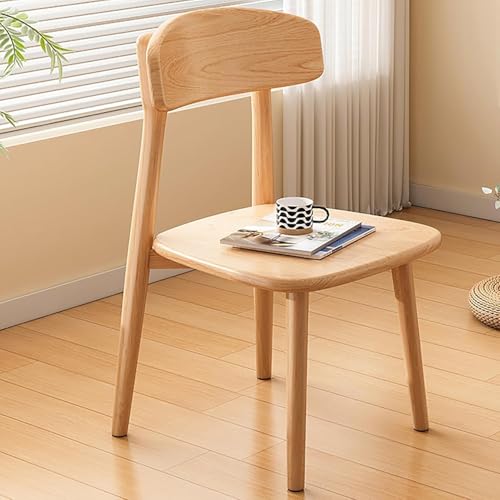 Mitte Des Jahrhunderts Moderner Massivholz-esstuhl, Armlos, Gebogener Rücken, 42 X 47 X 81 Cm (17x19 X 30 Zoll), Braun, Baumwollwäsche Oder Pu-ledersitz, 275 Pfund Gewichtskapazität, Ergonomi(Color:C) von Generic