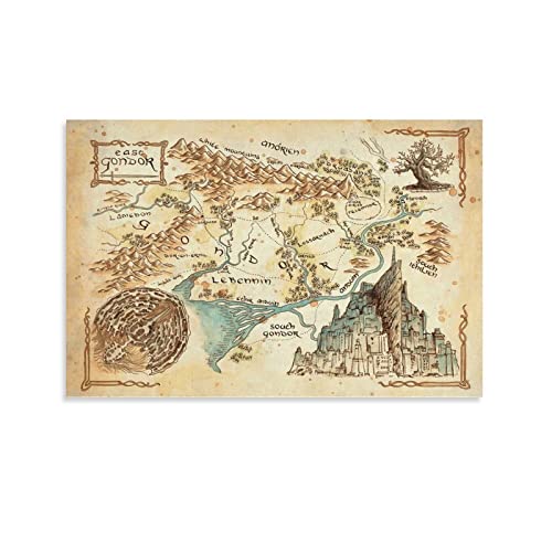 Mittelerde Karte Herr der Ringe Poster (13) Poster Malerei Leinwand Wandkunst Wohnzimmer Poster Malerei 50 x 75 cm von Generic