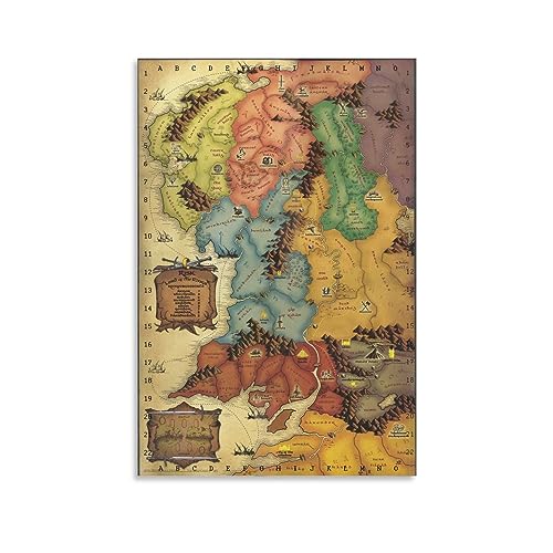 Mittelerde Karte vom Herr der Ringe Poster Poster Wandkunst Malerei Leinwand Drucke Dekor Poster Kunstwerke 40 x 60 cm von Generic