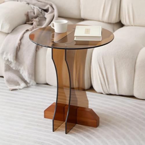 Mitteltisch for Das Wohnzimmer, Kleiner Runder Glastisch Mit Stabiler Konstruktion, Geeignet for Wohnzimmer und Büros(Brown,45cm) von Generic