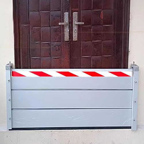 Mobile Hochwasserschutz Barriere Wiederverwendbare Hochwasserschutz Bei Starkregen Hochwasserschutzbarriere Aus Aluminium Für Garage, Keller, Haustür, Einfahrt Und Garten(L 400CM,H 140CM) von Generic