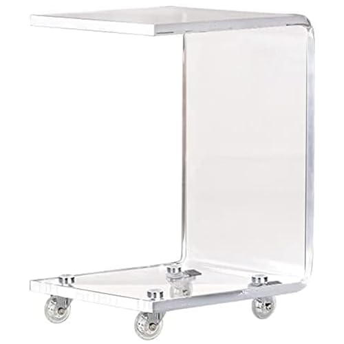 Mobiler C-förmiger Beistelltisch, Acryl-Couchtisch auf Rädern, Moderner Nachttisch mit Stauraum, for Wohnzimmer, Schlafzimmer(35x35cm/13.8x13.8in) von Generic