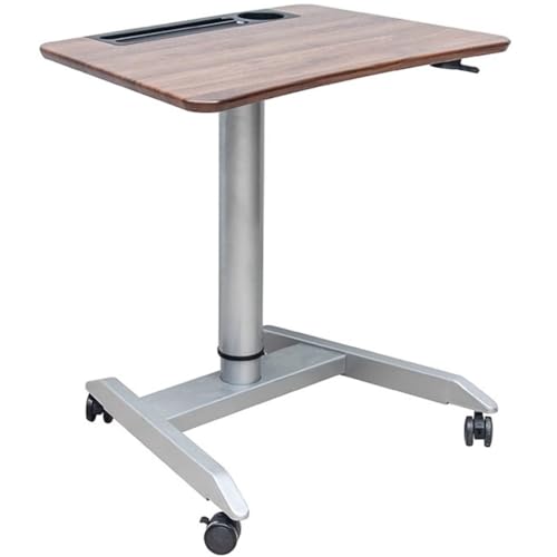 Mobiler Laptoptisch, Höhenverstellbarer 70-110 cm Computerarbeitsplatz, Stehpult Mit Getränkehalter, Nachttisch Mit Rollen, Steh-Sitz Schreibtisch(Silver) von Generic