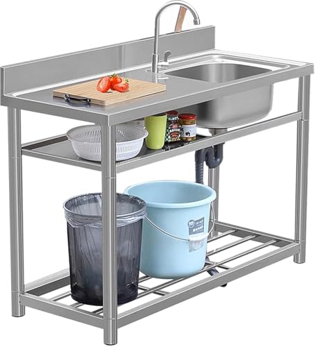 Mobiles Spültisch Outdoor Edelstahl Spülbecken Küchenspüle Spüle Campingküche 1 Becken Waschbecken Freistehende Gewerbliche Waschtisch Werkstatt Ausguss(Size:120x50x80cm/47.2x19.7x31.5in,Color:rechts) Mobiles Spültisch Outdoor Edelstahl Spülbecken Küchenspüle Spüle Campingküche 1 Becken Waschbecken Freistehende Gewerbliche Waschtisch Werkstatt Ausguss(Size:120x50x80cm/47.2x19.7x31.5in,Color:rechts) von Generic