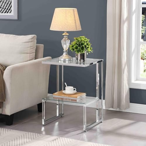 Moder Livig Room Acryl-beistelltisch C-Form, Nachttisch Aus Gehärtetem Glas Auf Einem Sofa, Verchromter Esstisch Mit 2-lagiger Aufbewahrung, Silver Moder Livig Room Acryl-beistelltisch C-Form, Nachttisch Aus Gehärtetem Glas Auf Einem Sofa, Verchromter Esstisch Mit 2-lagiger Aufbewahrung, Silver von Generic