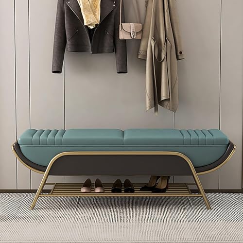 Moder Schuhregal Bank Mit Aufbewahrungsregal, Kunstleder Gepolstertes Ende des Bettbanksitzes, Premium Eingangsbank Schuhaufbewahrung Organizer, C, 80x40x45cm(31x16x18inch) von Generic