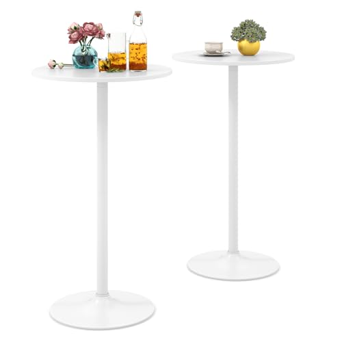 Modern 60CM Round Bar Table Set of 2 Height Adjustable Pub Table/Coffee Table with Stylish Metal Base Perfect for Home Kitchen or Cocktail Bar Easy Assembly White Modern 60CM Round Bar Table Set of 2 Height Adjustable Pub Table/Coffee Table with Stylish Metal Base Perfect for Home Kitchen or Cocktail Bar Easy Assembly White von Generic