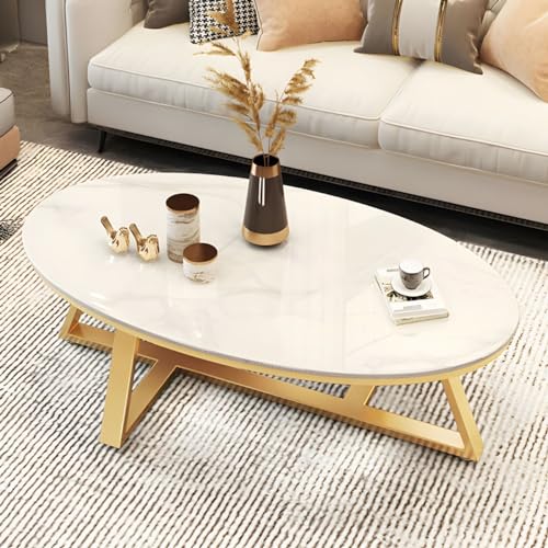 Modern Faux Marble Coffee Table with Cross LegsNordic Slate Oval Cocktail Table for Living RoomGrey/White Stone Table Top with Gold Base39.5" L x 19.5" W x 18" H Modern Faux Marble Coffee Table with Cross LegsNordic Slate Oval Cocktail Table for Living RoomGrey/White Stone Table Top with Gold Base39.5" L x 19.5" W x 18" H von Generic