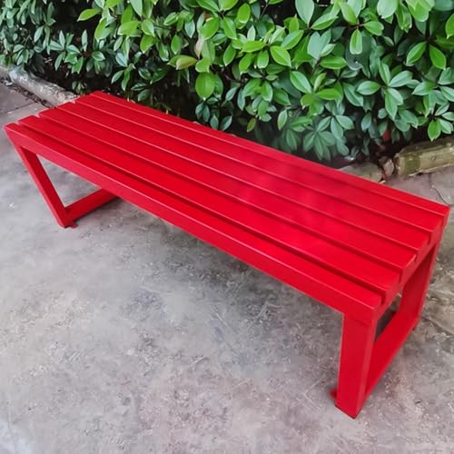 Modern Gartenbank Ohne Lehne Metallbank Garten Wetterfest mit Befestigungslöchern, 2 Personen Terrassenbank Lattensitzbank für Veranda, Rasen, Schulen(Red,47.24in/120cm) von Generic