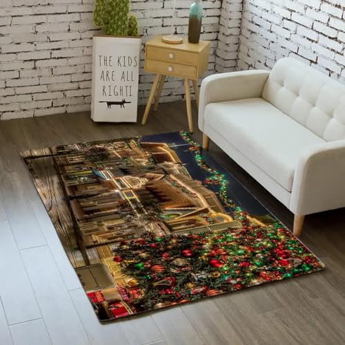 Modern Innen Fußmatte 160 X 230 cm Weihnachtsmann-Weihnachtsbaum-Tier-Elch,Kurzflor Teppiche rutschfest Er Badematte,Für Badezimmer Küche Schlafzimmer Einganglsbereich -235239343090 von Generic
