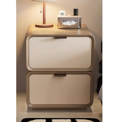 Modern Kleiner Beistelltisch Nachttisch for das Schlafzimmer Mit 2 Schubladen Keine Montage erforderlich for Wohnzimmer, Schlafzimmer, Büro(Khaki,30cm/12in) von Generic