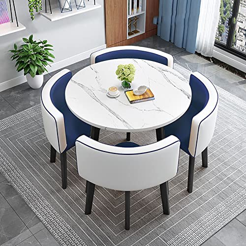 Modern Round Dining Table Set with 4 Fabric Chairs - Space-Saving Home Office Reception Furniture - Stylish Kitchen Table for Small Spaces Modern Round Dining Table Set with 4 Fabric Chairs - Space-Saving Home Office Reception Furniture - Stylish Kitchen Table for Small Spaces von Generic