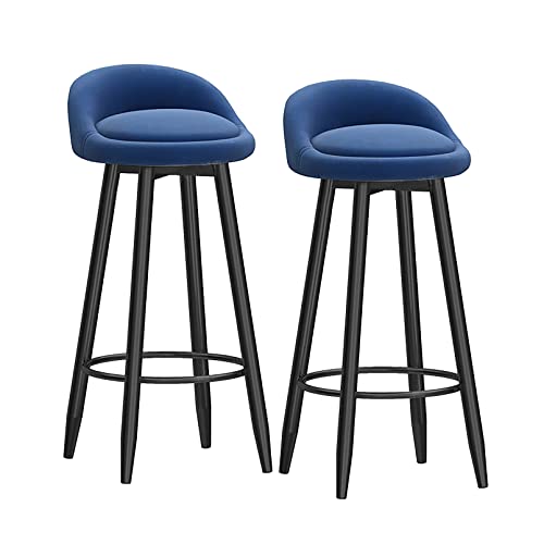 Modern Velvet Bar Stools Set of 2 Upholstered with Backrest & Footrest Stylish Kitchen Island Chairs Available in White Black Blue Green PinkPerfect for Cafes & Home Decor von Generic