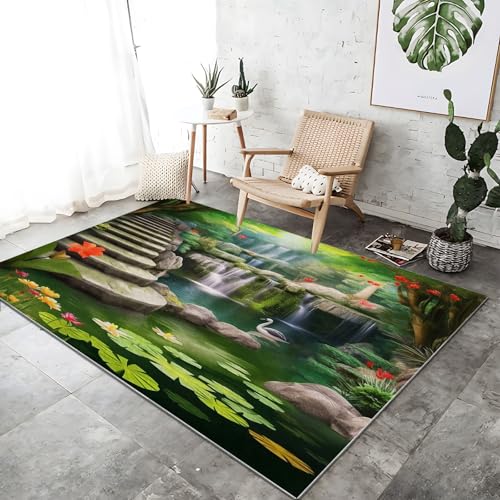 Modern rutschfest Teppich 80 x 150 cm, Natur 3D Wasserfall Teich Motiv Weich Kurzflor Teppich für Wohnzimmer Schlafzimmer Kinderzimmer Dekoration, Grün Waschbare Teppiche Modern rutschfest Teppich 80 x 150 cm, Natur 3D Wasserfall Teich Motiv Weich Kurzflor Teppich für Wohnzimmer Schlafzimmer Kinderzimmer Dekoration, Grün Waschbare Teppiche von Generic