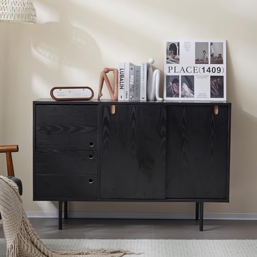 Moderne 2-farbige Kommode mit Push-to-Open-System – 120 cm Sideboard mit 2 Schubladen & 3 Türen | B 120 x T 35 x H 78 cm Moderne 2-farbige Kommode mit Push-to-Open-System – 120 cm Sideboard mit 2 Schubladen & 3 Türen | B 120 x T 35 x H 78 cm von Generic