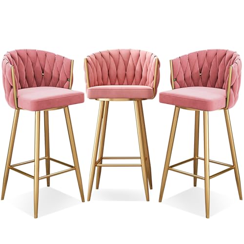 Moderne 360° schwenkbare Barhocker, Barhöhe Stangen Set mit 1/2/3/4, 25,6/29,5 Zoll Sitzhöhe gepolsterte Küchenstühle mit Stahlbeinen und Fußstütze von Generic