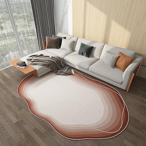 Moderne Abstrakte Fläche Teppiche Gradient Unregelmäßige Teppiche Für Wohnzimmer Geometrische Unregelmäßige Geformte Bedside Waschbar Schlafzimmer(Rot,200x300cm) von Generic