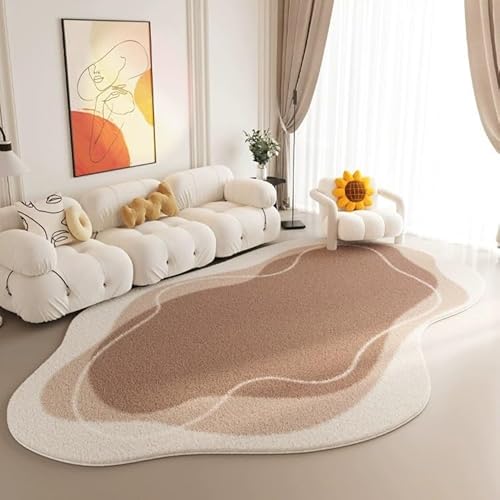 Moderne Abstrakte Unregelmäßige Form Wohnzimmer Teppich Schlafzimmer Esszimmer Bereich Weich Waschbar Für Flur Küche Teppich(Braun,200x300cm) von Generic