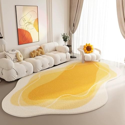 Moderne Abstrakte Unregelmäßige Form Wohnzimmer Teppich Schlafzimmer Esszimmer Bereich Weich Waschbar Für Flur Küche Teppich(Gelb,300x400cm) von Generic