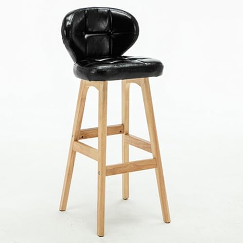 Moderne Barhocker aus Leder mit Rückenlehne und Fußstütze, Gepolsterte Thekenhocker, Geeignet für Küche, Café, Esszimmer, Restaurant(Black-a) von Generic