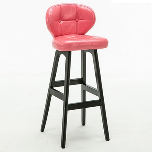 Moderne Barhocker aus Leder mit Rückenlehne und Fußstütze, Gepolsterte Thekenhocker, Geeignet für Küche, Café, Esszimmer, Restaurant(Pink-c) von Generic
