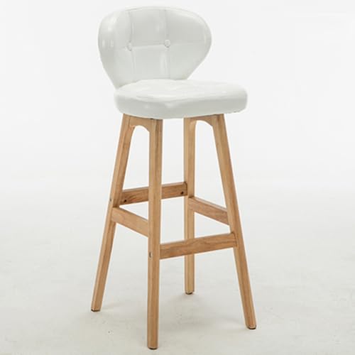 Moderne Barhocker aus Leder mit Rückenlehne und Fußstütze, Gepolsterte Thekenhocker, Geeignet für Küche, Café, Esszimmer, Restaurant(White-a) von Generic