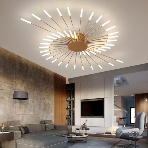 Moderne Deckenleuchte Led Deckenleuchte Feuerwerk Design Kronleuchter Kreativität Schlafzimmer Wohnzimmer Wandleuchte Empfangshalle Büro Kinderzimmer Innenbeleuchtung Dekorativ, Black, 18 Heads von Generic
