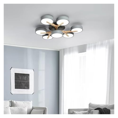 Moderne Deckenleuchte Wohnzimmer Halle Schlafzimmer Holz Deckenleuchte Grau Bäume Led Deckenleuchter/Eine Farbe/7 Köpfe von Generic