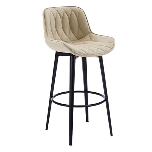 Moderne Drehbare Barhocker, Küchenbarhocker mit Nappaleder Polsterung, Bequeme Rückenlehne, Geeignet für Kücheninseln, Frühstücksbars und Bars(Beige,Large) von Generic