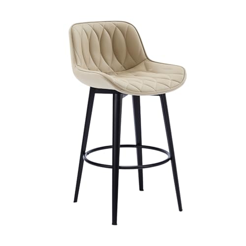 Moderne Drehbare Barhocker, Küchenbarhocker mit Nappaleder Polsterung, Bequeme Rückenlehne, Geeignet für Kücheninseln, Frühstücksbars und Bars(Beige,Medium) von Generic