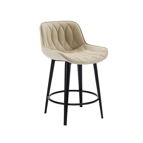 Moderne Drehbare Barhocker, Küchenbarhocker mit Nappaleder Polsterung, Bequeme Rückenlehne, Geeignet für Kücheninseln, Frühstücksbars und Bars(Beige,Small) von Generic