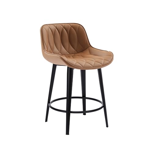 Moderne Drehbare Barhocker, Küchenbarhocker mit Nappaleder Polsterung, Bequeme Rückenlehne, Geeignet für Kücheninseln, Frühstücksbars und Bars(Brown,Small) von Generic