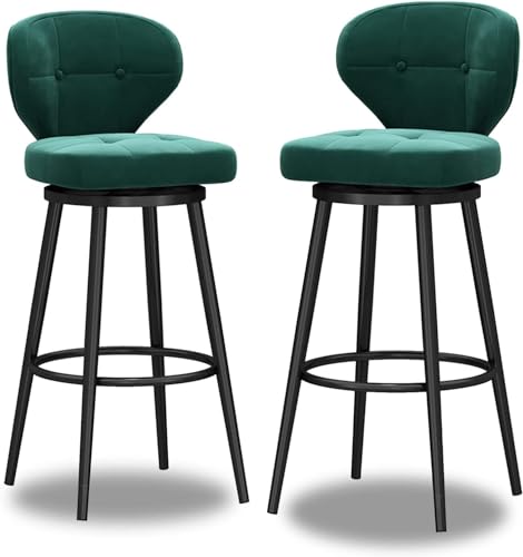 Moderne Drehbare Barhocker 1er-Set, Thekenhocker Mit Niedriger Rückenlehne Und Metallbeinen, Mit Samt Gepolsterte Küchenhocker, Thekenhöhenstuhl Für Das Frühstück Zu Hause, Green-2pcs, Height:65cm Moderne Drehbare Barhocker 1er-Set, Thekenhocker Mit Niedriger Rückenlehne Und Metallbeinen, Mit Samt Gepolsterte Küchenhocker, Thekenhöhenstuhl Für Das Frühstück Zu Hause, Green-2pcs, Height:65cm von Generic