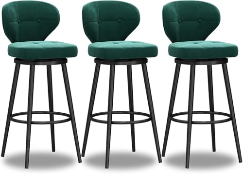 Moderne Drehbare Barhocker 1er-Set, Thekenhocker Mit Niedriger Rückenlehne Und Metallbeinen, Mit Samt Gepolsterte Küchenhocker, Thekenhöhenstuhl Für Das Frühstück Zu Hause, Green-3pcs, Height:75cm Moderne Drehbare Barhocker 1er-Set, Thekenhocker Mit Niedriger Rückenlehne Und Metallbeinen, Mit Samt Gepolsterte Küchenhocker, Thekenhöhenstuhl Für Das Frühstück Zu Hause, Green-3pcs, Height:75cm von Generic