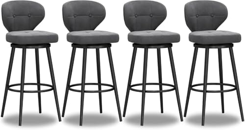 Moderne Drehbare Barhocker 1er-Set, Thekenhocker Mit Niedriger Rückenlehne Und Metallbeinen, Mit Samt Gepolsterte Küchenhocker, Thekenhöhenstuhl Für Das Frühstück Zu Hause, Grey-4pcs, Height:65cm Moderne Drehbare Barhocker 1er-Set, Thekenhocker Mit Niedriger Rückenlehne Und Metallbeinen, Mit Samt Gepolsterte Küchenhocker, Thekenhöhenstuhl Für Das Frühstück Zu Hause, Grey-4pcs, Height:65cm von Generic